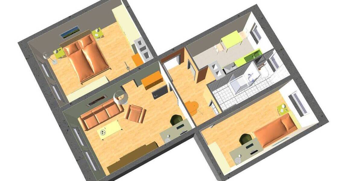 Etagenwohnung Magdeburg Kannenstieg - 3 Zimmer, 57 m&sup2;, 374&euro; | Angebot:26276143