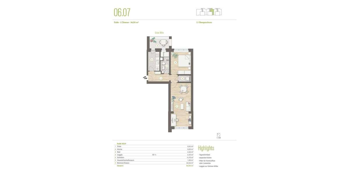 Etagenwohnung Wustermark - 2 Zimmer, 55 m&sup2;, 679&euro; | Angebot:22147222