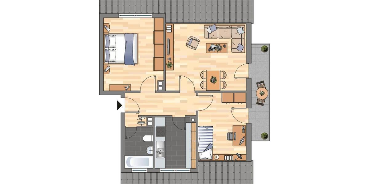 Etagenwohnung Weisenheim am Sand - 3 Zimmer, 62 m&sup2;, 699&euro; | Angebot:22942496