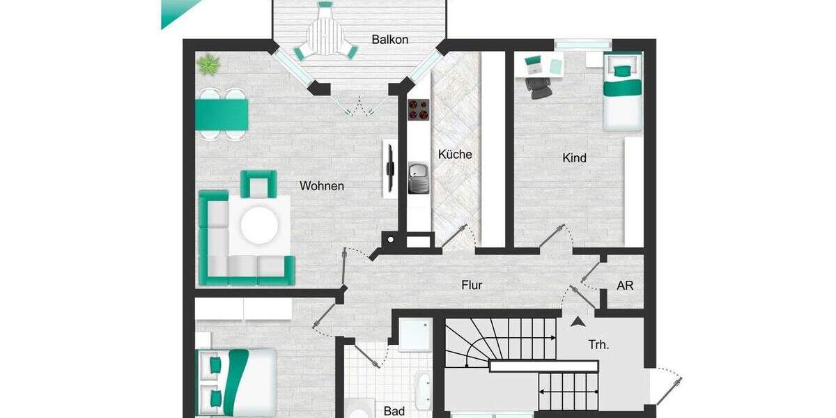 Etagenwohnung Herzogenaurach - 3 Zimmer, 76 m&sup2;, 830&euro; | Angebot:25837557