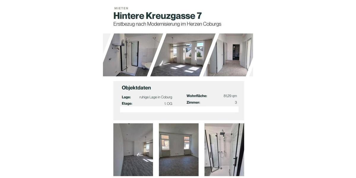 Etagenwohnung Coburg - 3 Zimmer, 81 m&sup2;, 685&euro; | Angebot:25257302