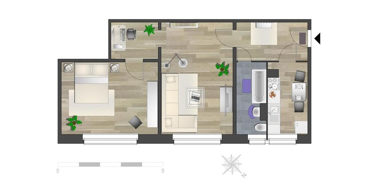 Erdgeschoßwohnung Chemnitz - 2 Zimmer, 56 m&sup2;, 320&euro; | Angebot:26693417