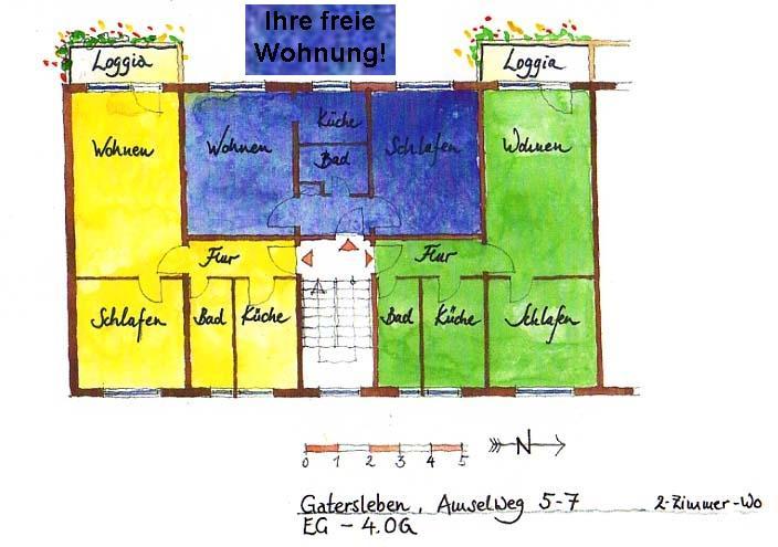 Etagenwohnung Seeland Gatersleben - 2 Zimmer, 42 m&sup2;, 284&euro; | Angebot:20801418