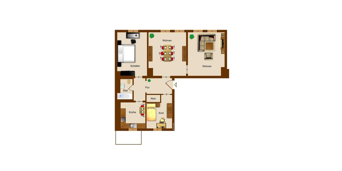 Erdgeschoßwohnung Magdeburg - 4 Zimmer, 90 m&sup2;, 1.049&euro; | Angebot:24769917