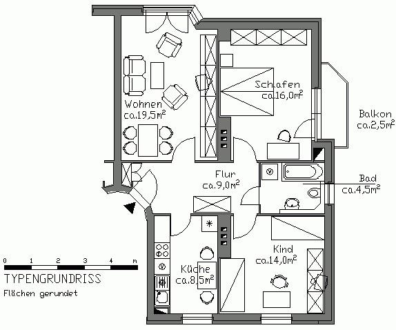 3-Zimmer-Wohnung – ca. 73,18 m² – mit Balkon – in Kürze verfügbar zimmer
