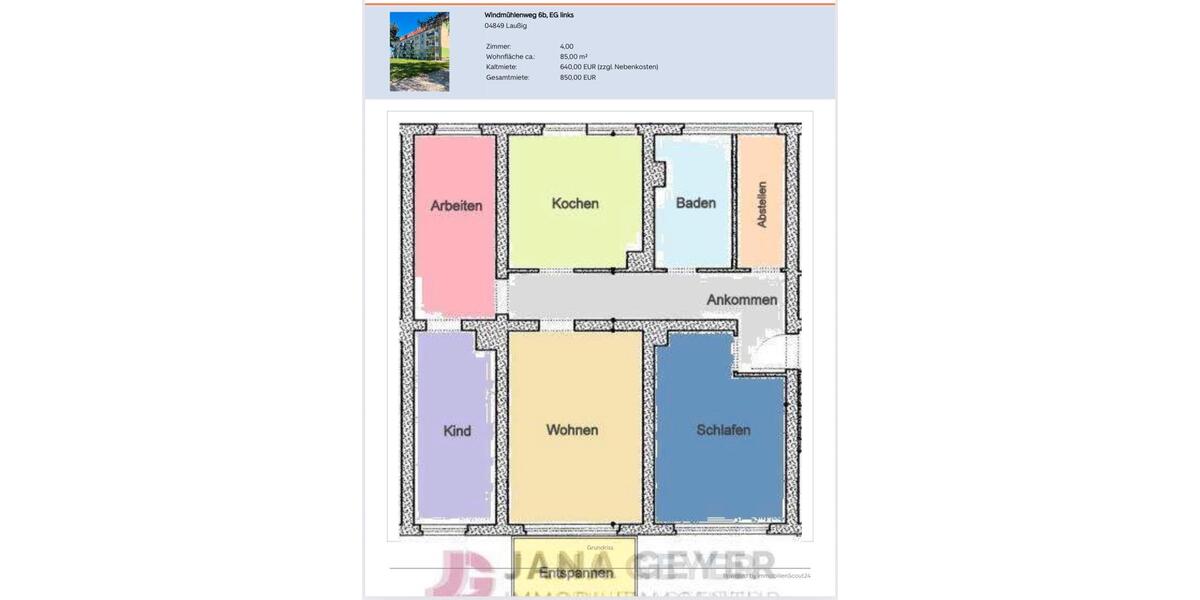 Erdgeschoßwohnung Bad Düben - 4 Zimmer, 85 m&sup2;, 640&euro; | Angebot:25943891