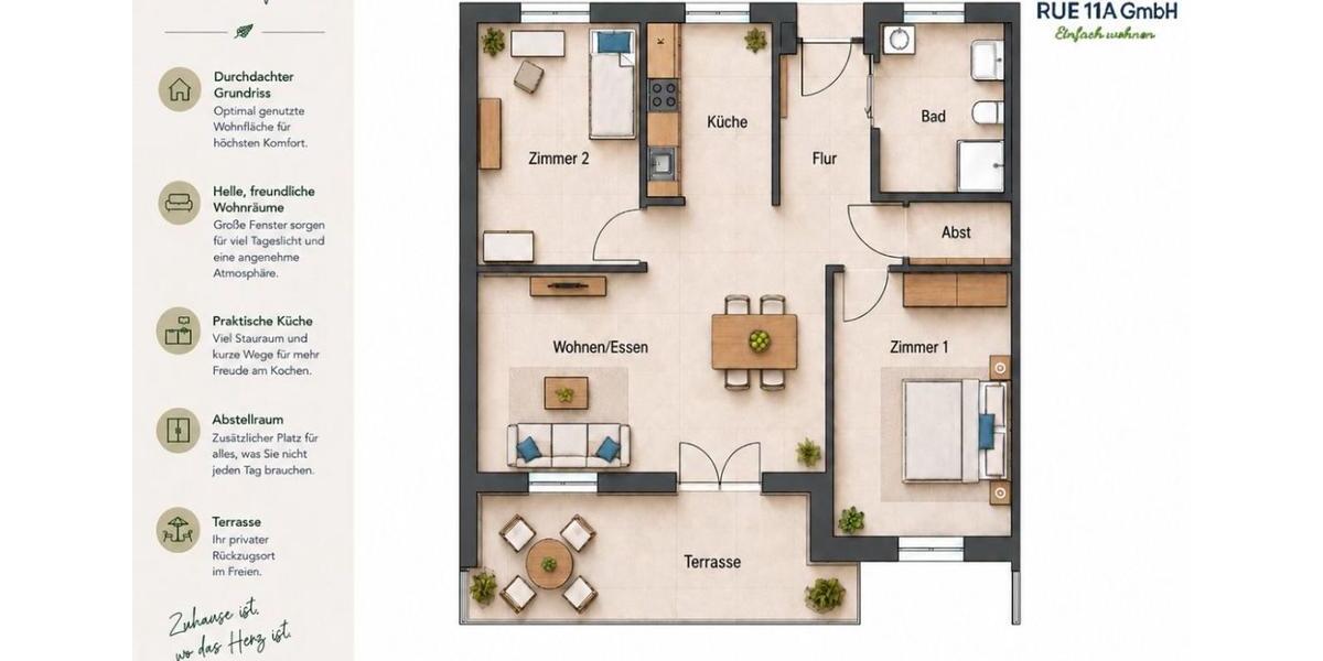 Terrassenwohnung Rüdersdorf bei Berlin Hennickendorf - 3 Zimmer, 85 m&sup2;, 1.275&euro; | Angebot:26626027