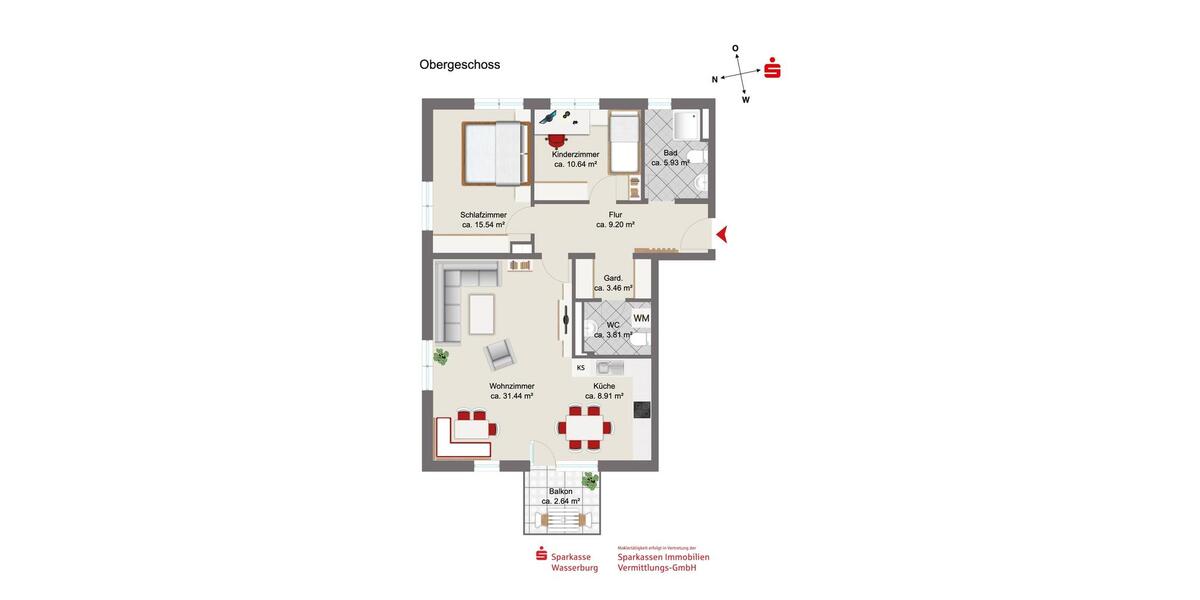 Etagenwohnung Markt Schwaben - 3 Zimmer, 91 m&sup2;, 1.745&euro; | Angebot:25870509