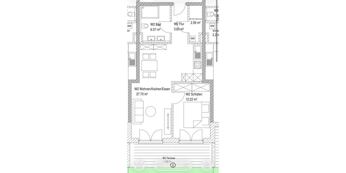 Erdgeschoßwohnung Mühldorf am Inn - 2 Zimmer, 60 m&sup2;, 1.030&euro; | Angebot:24740663