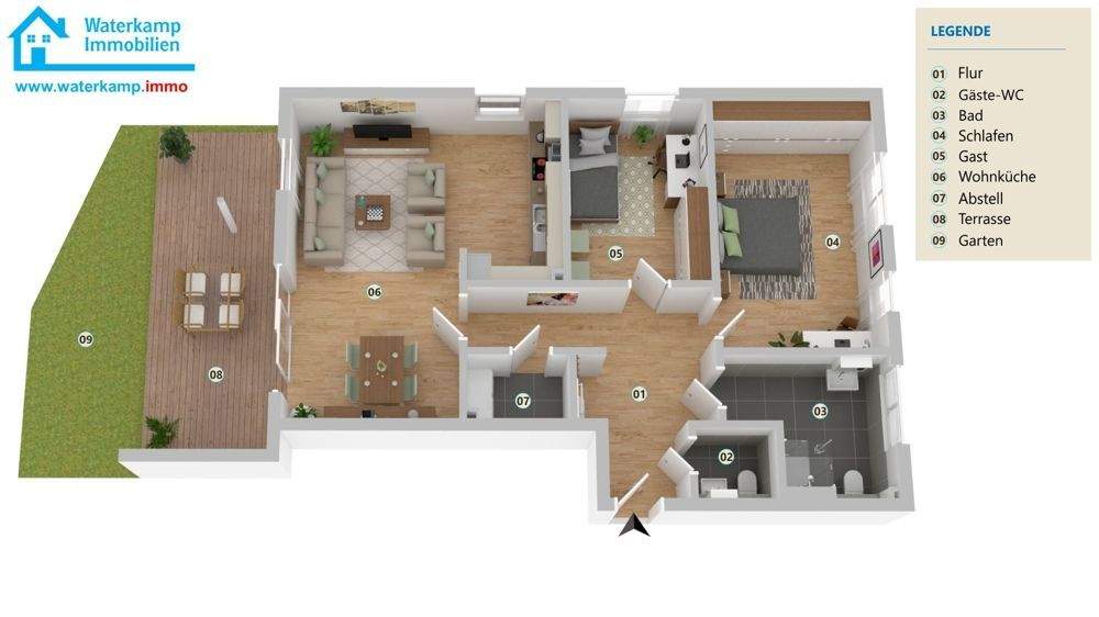 Lichtdurchflutete 3-Zi Wohnung mit Terrasse in Süd-West-Ausrichtung 3 zimmer