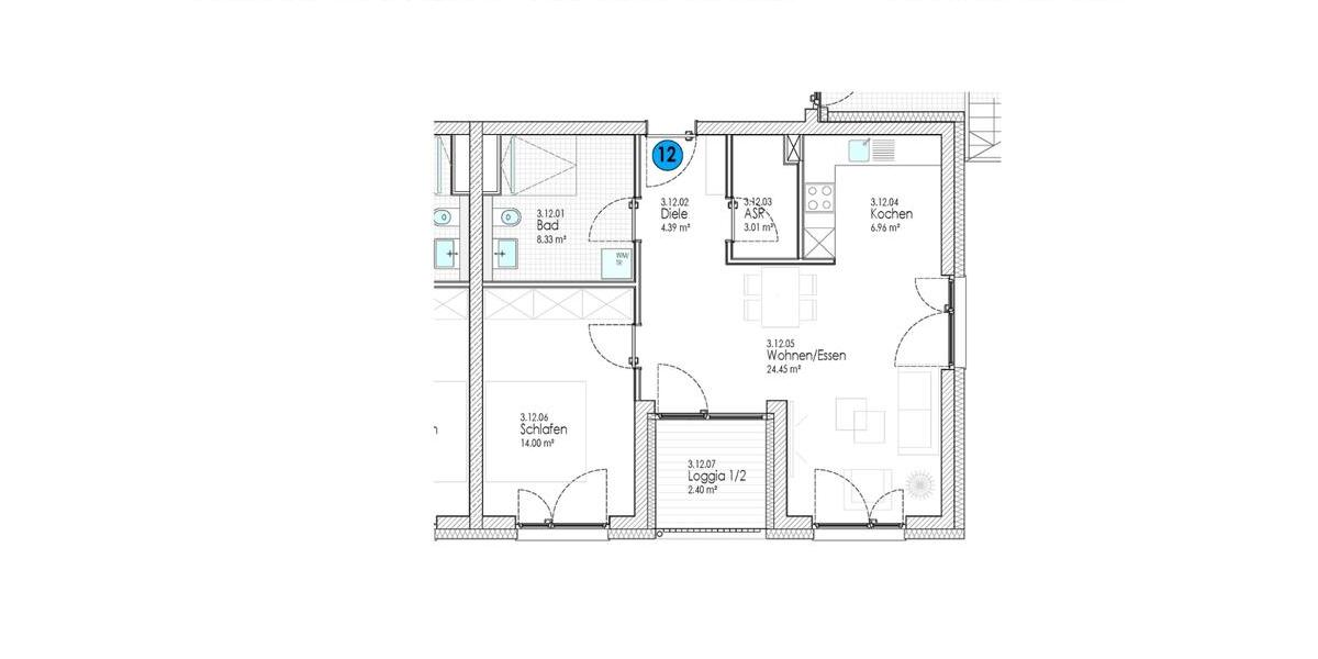 Etagenwohnung Kempten (Allgäu) - 2 Zimmer, 61 m&sup2;, 980&euro; | Angebot:25254937
