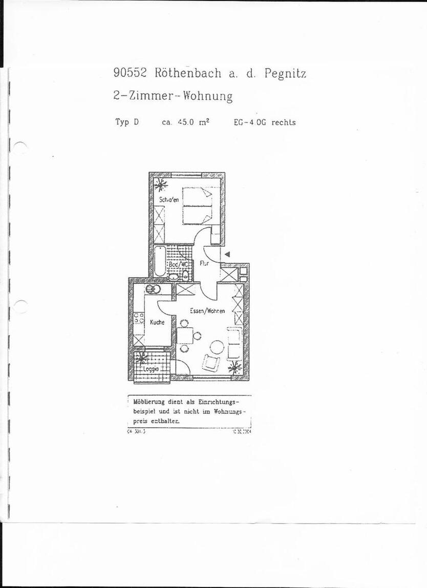 2-Zi-Whg., 45qm, mit Loggia zimmer