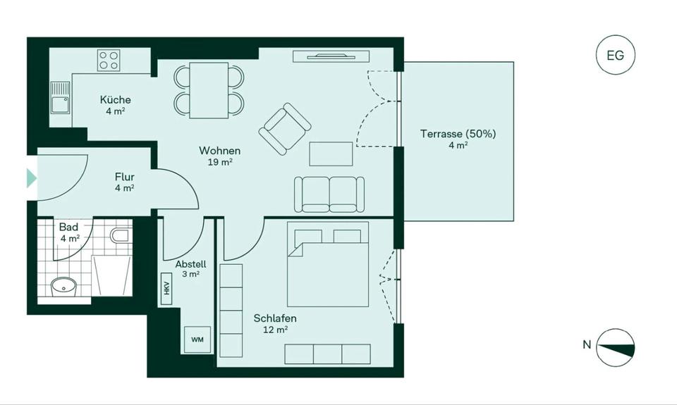 Erdgeschoßwohnung Elsdorf - 2 Zimmer, 50 m&sup2;, 1.198&euro; | Angebot:24514729