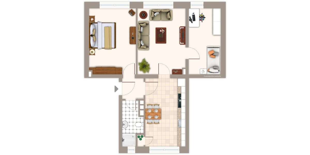 Etagenwohnung Mönchengladbach Odenkirchen-Mitte - 3 Zimmer, 56 m&sup2;, 539&euro; | Angebot:25272515