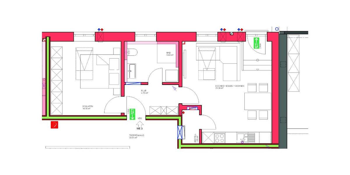 Etagenwohnung Unterreit - 2 Zimmer, 48 m&sup2;, 610&euro; | Angebot:26649459