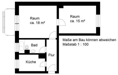Etagenwohnung Halle (Saale) Südstadt - 2 Zimmer, 49 m&sup2;, 355&euro; | Angebot:26117988