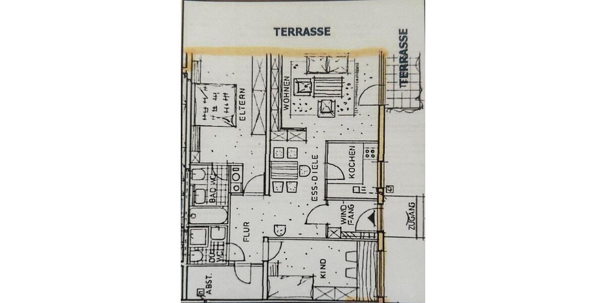 Terrassenwohnung Gerbrunn - 3 Zimmer, 102 m&sup2;, 1.550&euro; | Angebot:26619200