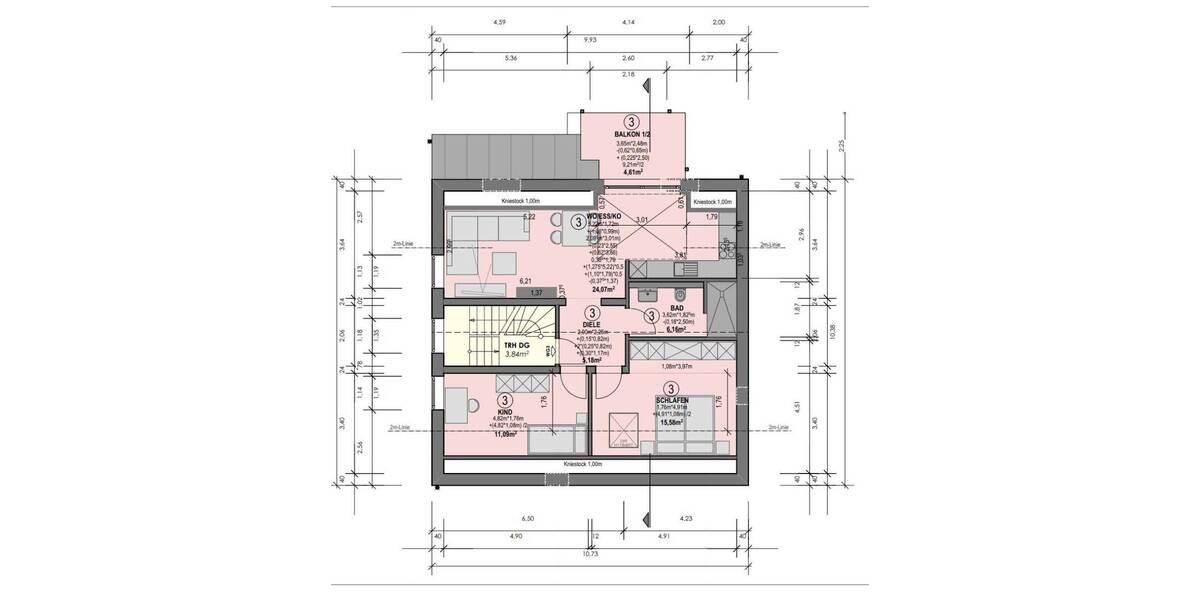 Etagenwohnung Trier Trier-West-Pallien - 3 Zimmer, 62 m&sup2;, 860&euro; | Angebot:26485774