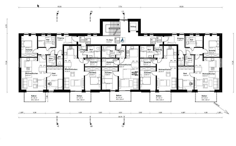 Etagenwohnung Bad Bentheim - 4 Zimmer, 111 m&sup2;, 1.395&euro; | Angebot:26561468