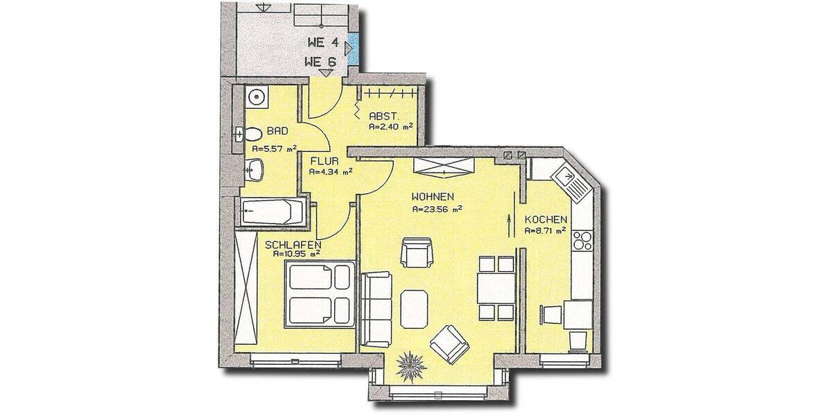 Etagenwohnung Zwickau Innenstadt - 2 Zimmer, 55 m&sup2;, 400&euro; | Angebot:26763897