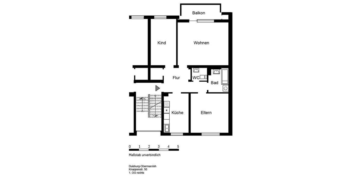 Etagenwohnung Duisburg Hamborn - 3.5 Zimmer, 80 m&sup2;, 589&euro; | Angebot:26586812