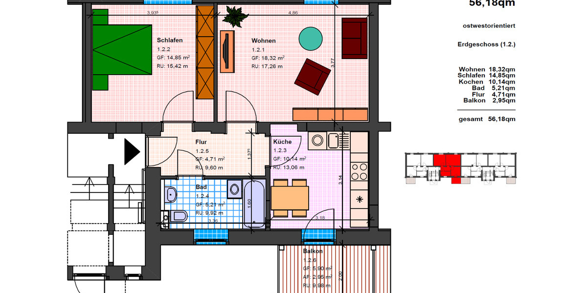 Etagenwohnung Schipkau Barranmühle - 2 Zimmer, 56 m&sup2;, 590&euro; | Angebot:24878160