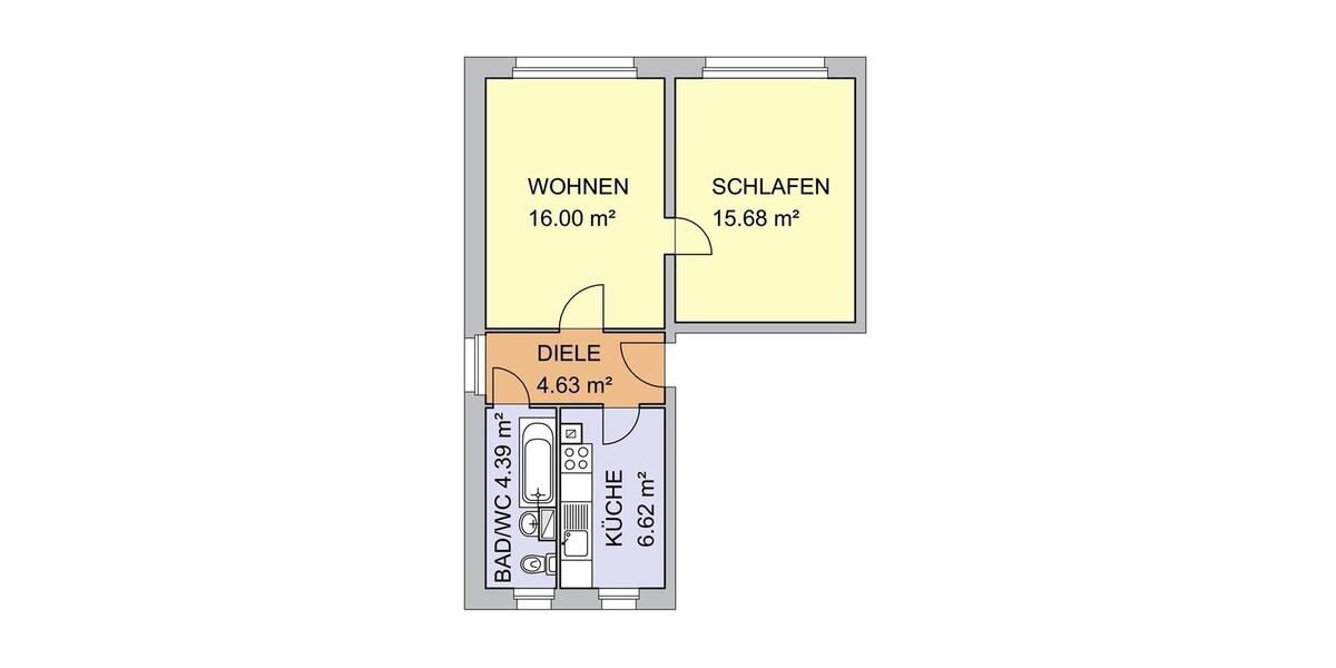 Etagenwohnung Sandersdorf-Brehna Brehna - 2 Zimmer, 47 m&sup2;, 331&euro; | Angebot:26338188