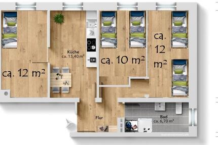 Wohnen auf Zeit Bad Muskau - 3 Zimmer, 58 m&sup2;, 350&euro; | Angebot:25045679