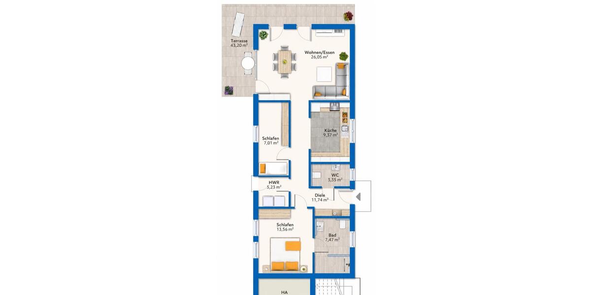 Terrassenwohnung Stade Altländer Viertel - 3 Zimmer, 87 m&sup2;, 1.990&euro; | Angebot:26537928