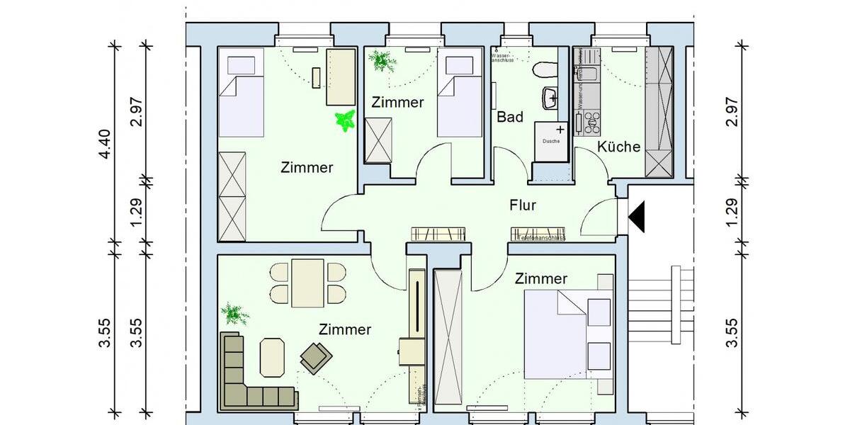 Etagenwohnung Aschersleben - 4 Zimmer, 70 m&sup2;, 344&euro; | Angebot:24431000