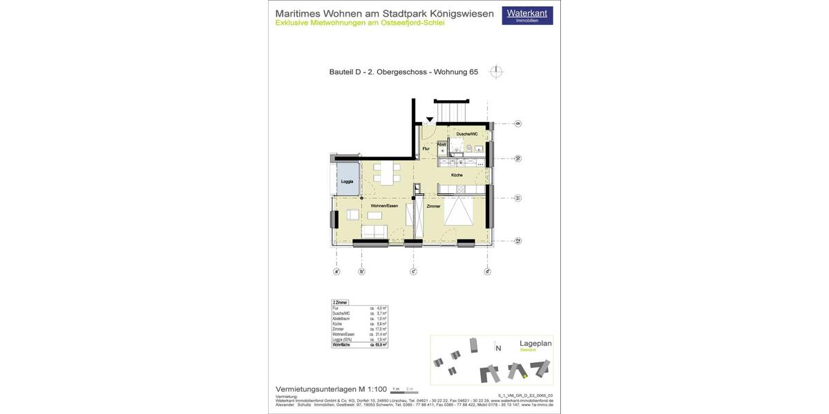 Etagenwohnung Schleswig - 2 Zimmer, 70 m&sup2;, 1.109&euro; | Angebot:26544554