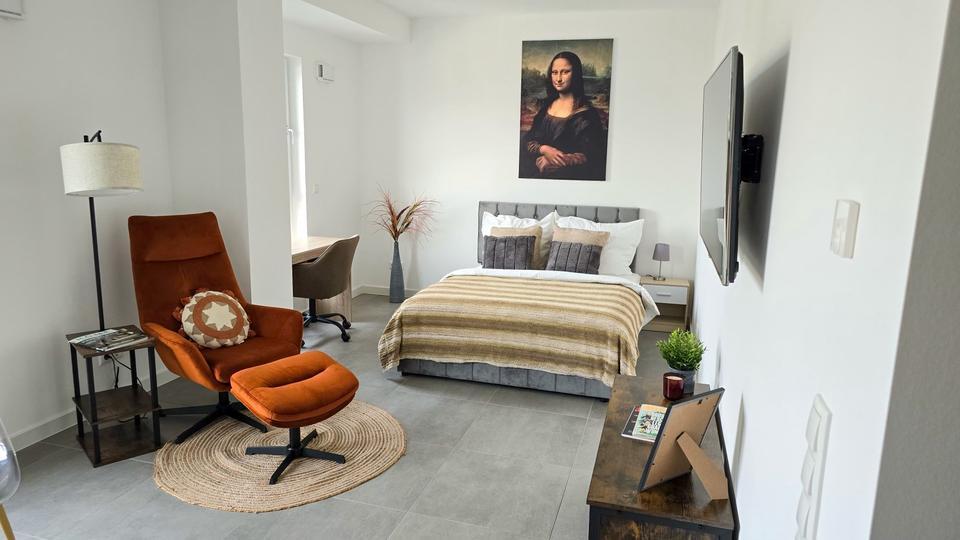 1-Zimmerwohnung mit Wlan, TV, Küche, DuscheWC, Waschmaschine und Trockner