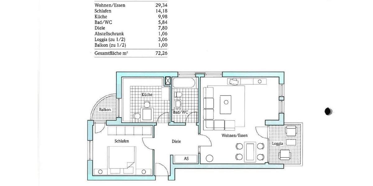 Etagenwohnung Ludwigshafen am Rhein - 2 Zimmer, 73 m&sup2;, 870&euro; | Angebot:26587141