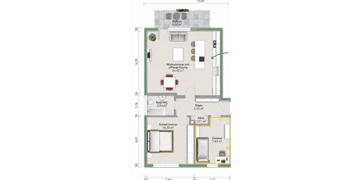 Etagenwohnung Hochheim am Main - 3 Zimmer, 60 m&sup2;, 1.090&euro; | Angebot:26423745