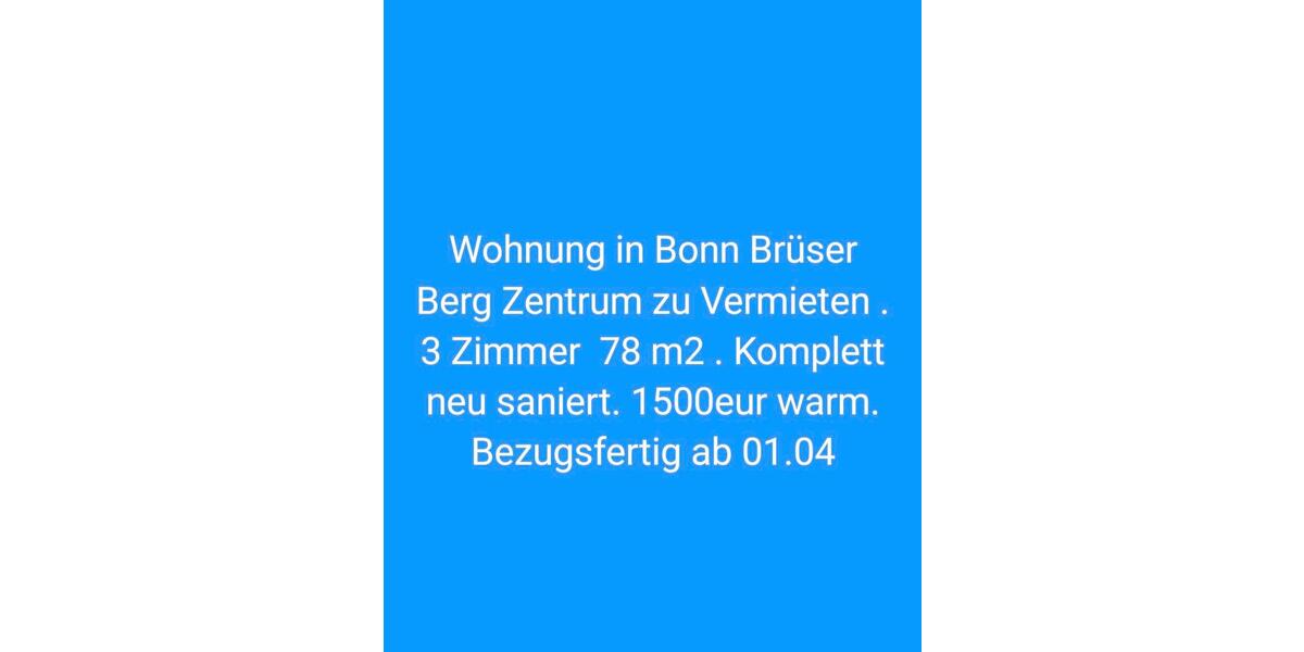 Etagenwohnung Sankt Augustin - 3 Zimmer, 78 m&sup2;, 1.500&euro; | Angebot:24977436