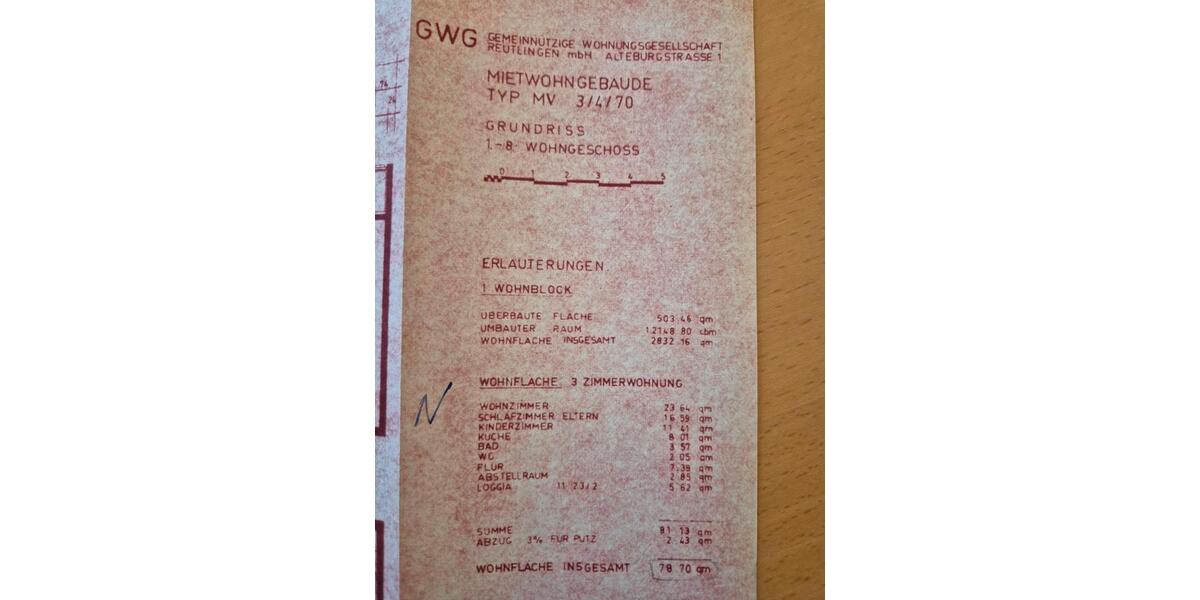 3 Zimmer Wohnung KM 850 € in Reutlingen (Hobuch) 3 zimmer