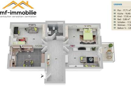 Balkon, 3-Zimmer, Küche, Bad in Mariental 98m2 3 zimmer