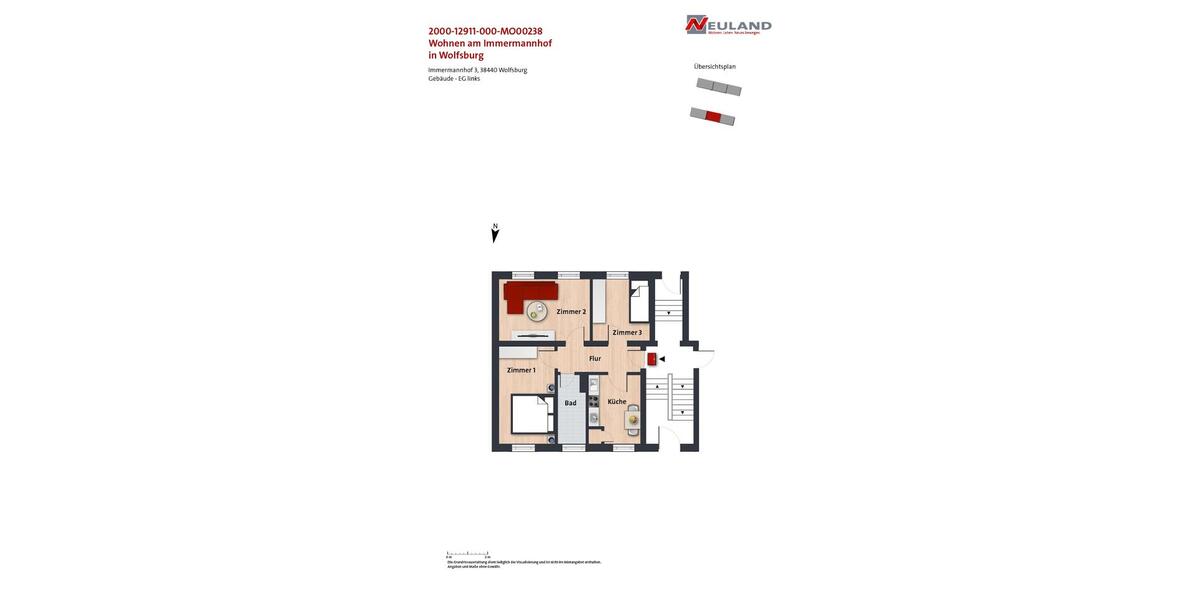 Erdgeschoßwohnung Wolfsburg - 1 Zimmer, 16 m&sup2;, 130&euro; | Angebot:25648223