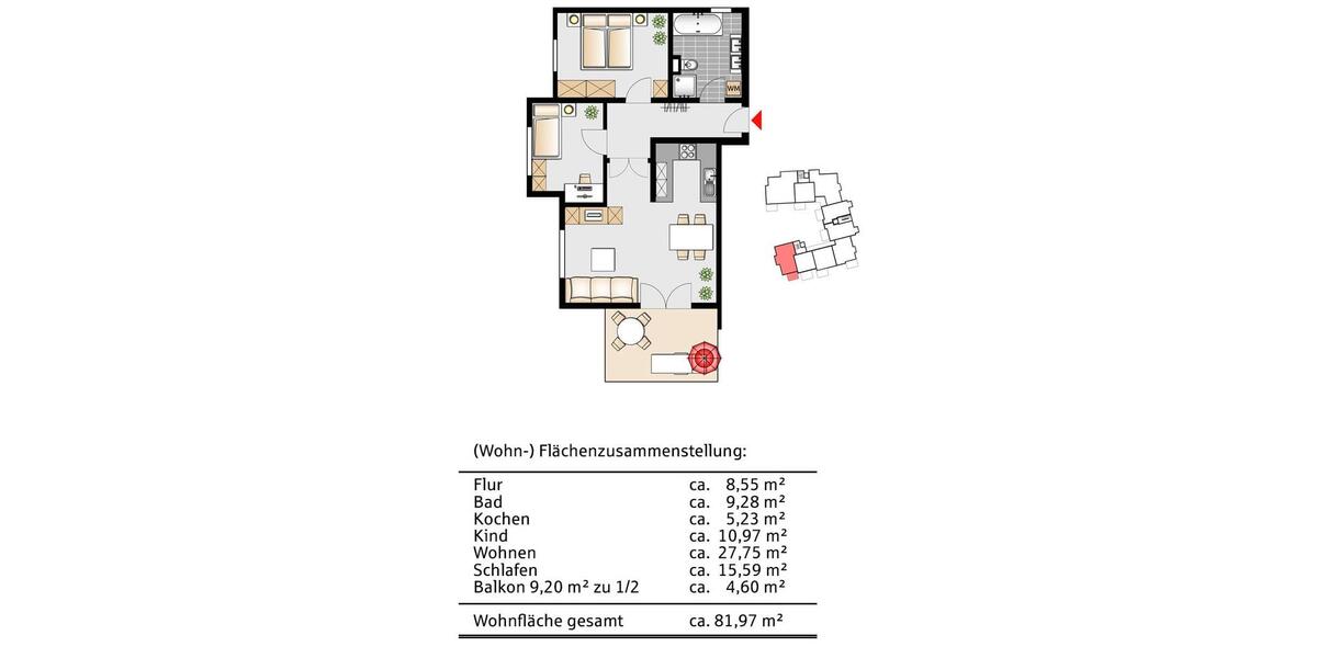 Etagenwohnung Aichach - 3 Zimmer, 82 m&sup2;, 1.035&euro; | Angebot:26335097