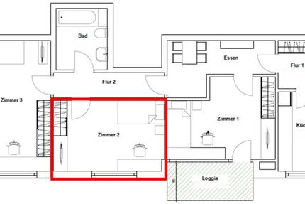 Wohnen auf Zeit Karlsruhe Beiertheim-Bulach - 3 Zimmer, 15 m&sup2;, 563&euro; | Angebot:25422300