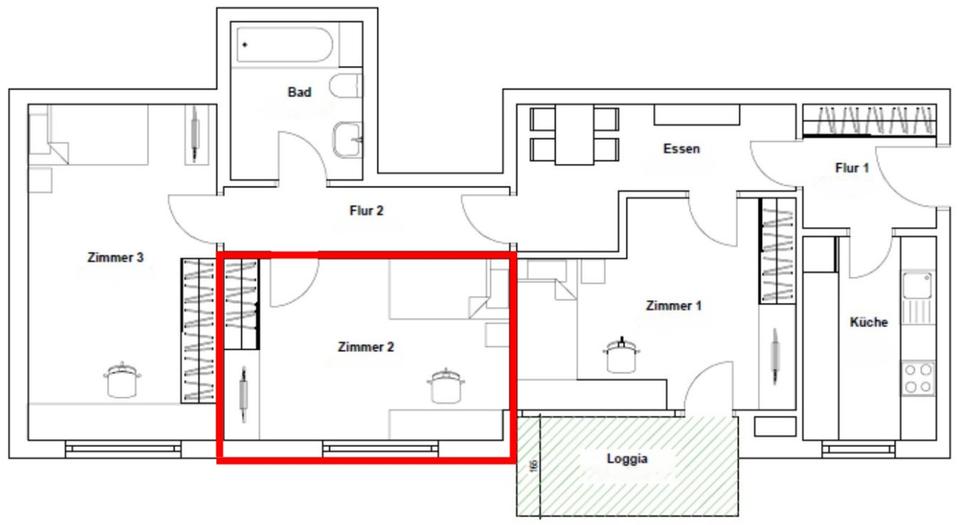 Wohnen auf Zeit Karlsruhe Beiertheim-Bulach - 3 Zimmer, 15 m&sup2;, 563&euro; | Angebot:25422300