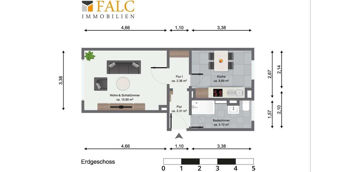 Dachgeschoßwohnung Lübstorf - 1 Zimmer, 34 m&sup2;, 400&euro; | Angebot:26661630