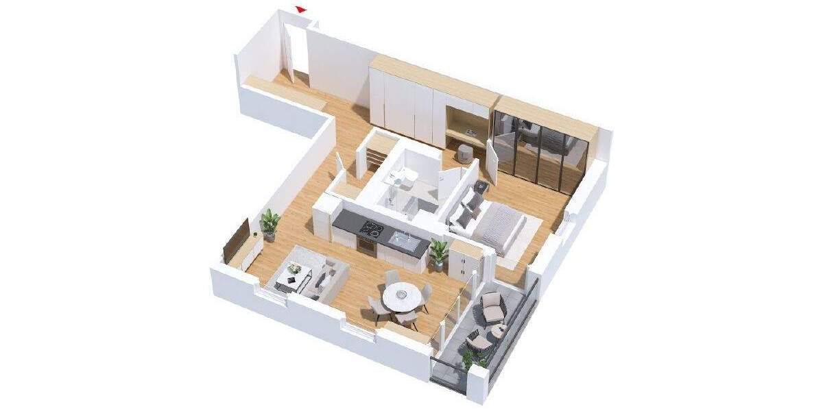 Etagenwohnung Wolfsburg Hellwinkel - 2 Zimmer, 67 m&sup2;, 941&euro; | Angebot:25796363