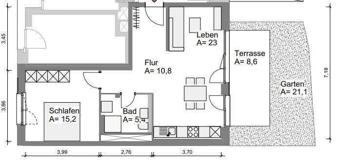 Terrassenwohnung Leipzig Eutritzsch - 2 Zimmer, 64 m&sup2;, 896&euro; | Angebot:24909563