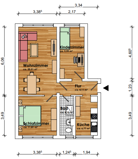 3-Raum-Wohnung in ruhiger Stadtrandlage im Luftkurort Krakow am See 3 zimmer