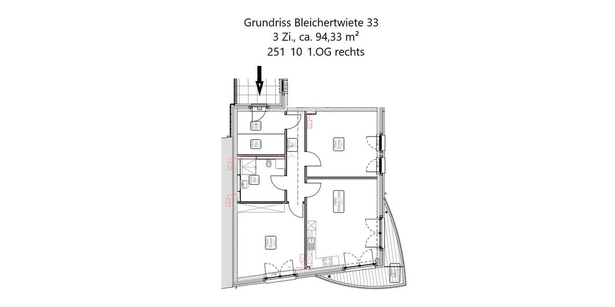 Etagenwohnung Hamburg / Bergedorf Bergedorf - 3 Zimmer, 94 m&sup2;, 1.745&euro; | Angebot:26189271