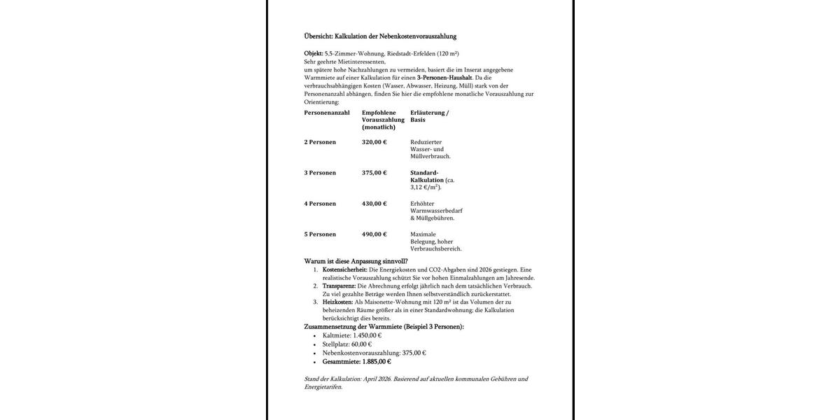 Etagenwohnung Riedstadt - 5.5 Zimmer, 120 m&sup2;, 1.450&euro; | Angebot:26250161