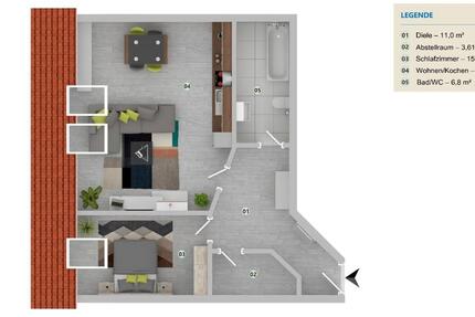 gemütliche 2-Raum-Wohnung im Stadtzentrum 2 zimmer