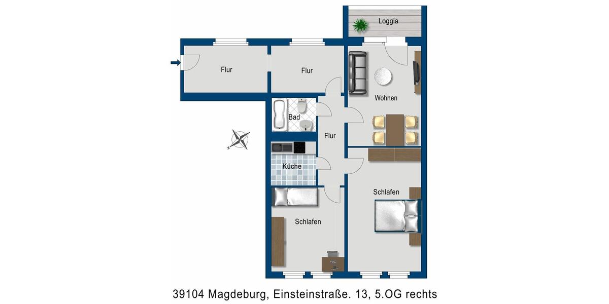 Etagenwohnung Magdeburg - 3 Zimmer, 82 m&sup2;, 639&euro; | Angebot:25144782