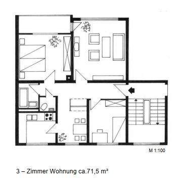 Etagenwohnung Fritzlar - 2 Zimmer, 71 m&sup2;, 527&euro; | Angebot:25695796